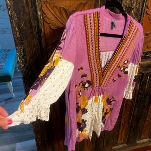 Elegant Purple and White Floral Women's Blouse